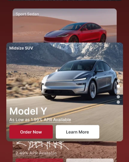 Selector de modelos del rediseño de Tesla